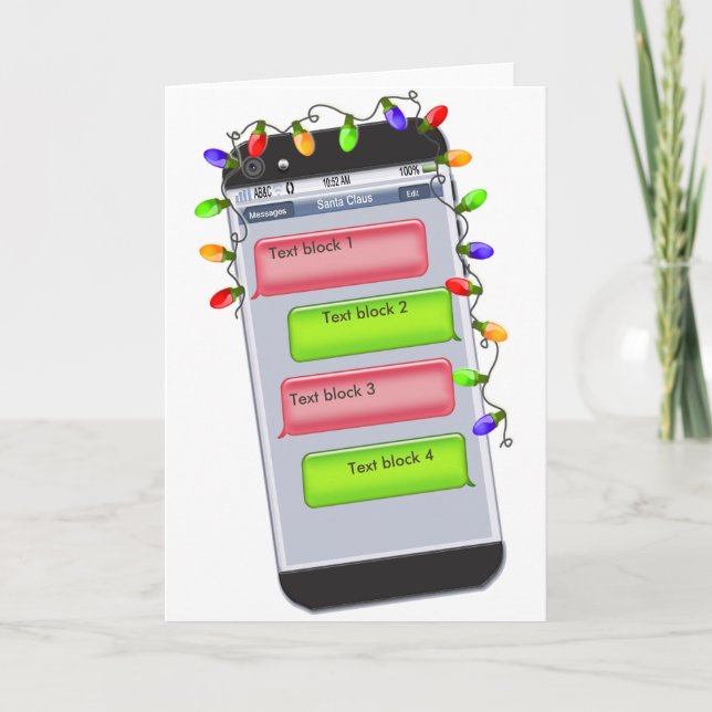 Cartão De Festividades Saudação de Mensagem de Texto de Natal PERSONALIZÁ (Frente)