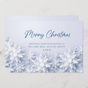 Cartão De Festividades Saudação de Natal Corporativa com Flocos de Neve E
