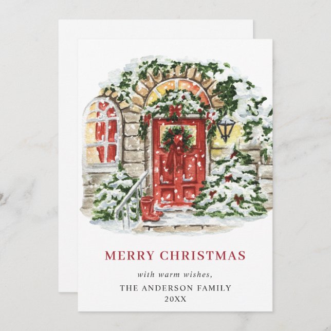 Cartão De Festividades Saudação de Natal da Casa Festiva (Frente/Verso)