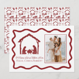 Cartão De Festividades Saudação de Natal da Natividade, Foto da Família n