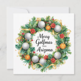 Cartão De Festividades Saudação de Natal de Golfe do Arizona com Coroa de