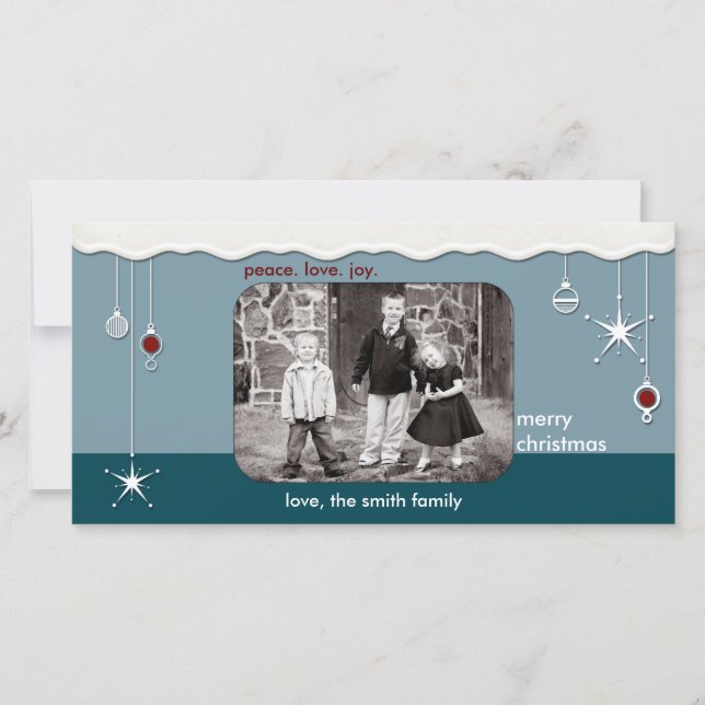 Cartão De Festividades Saudação de Natal de Ornament & Neve (Frente)