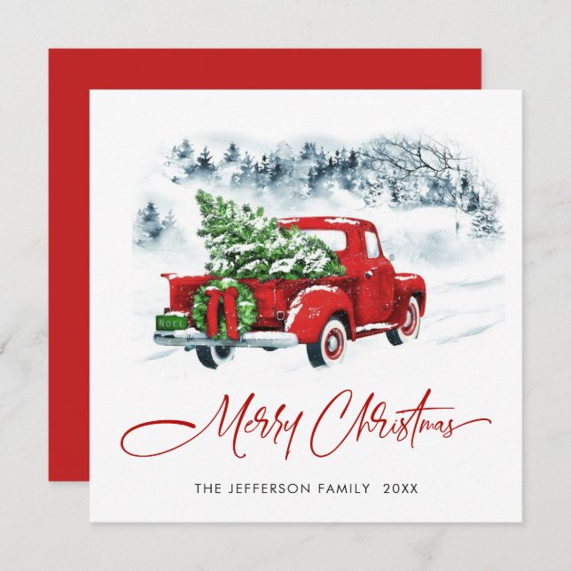 Cartão De Festividades Saudação de Natal do Caminhão da Fazenda Vermelha  (Frente/Verso)