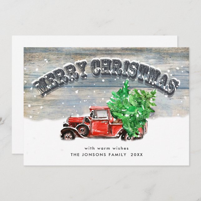 Cartão De Festividades Saudação de Natal do Caminhão da Fazenda Vermelha  (Frente/Verso)