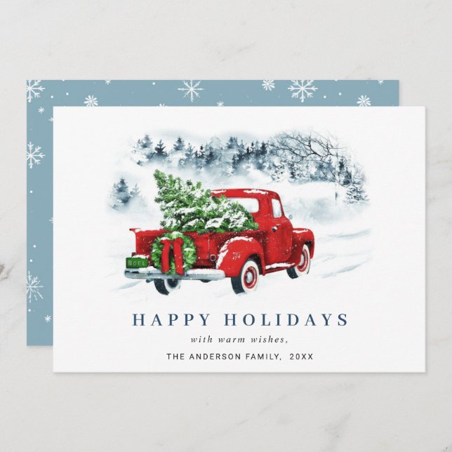 Cartão De Festividades Saudação de Natal do Caminhão da Fazenda Vermelha  (Frente/Verso)