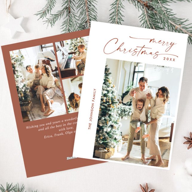 Cartão De Festividades Saudação de Natal do Simples Elegante Na moda 4 FO (Criador carregado)