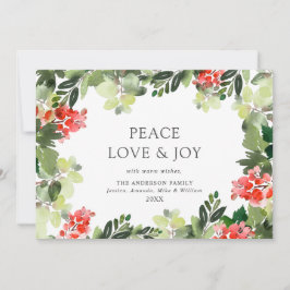 Cartão De Festividades Saudação de Natal Festiva com Folhas de Azevinho e