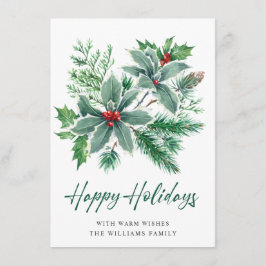 Cartão De Festividades Saudação de Natal JOY Holly Berry Branch