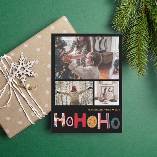 Cartão De Festividades Saudação de Natal Moderno 3 Foto (Criador carregado)