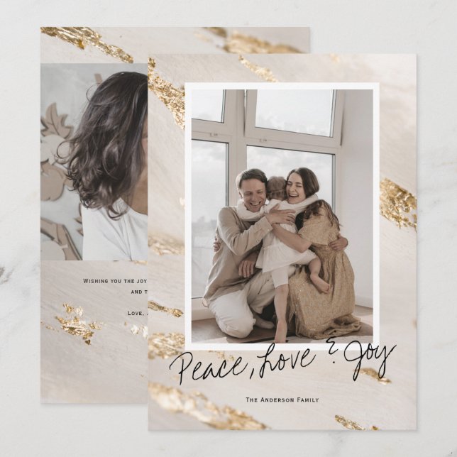 Cartão De Festividades Saudação de Natal moderno foto da família (Frente/Verso)