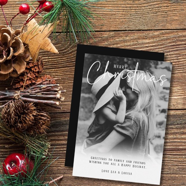 Cartão De Festividades Saudação de Natal preto&branco moderna (Criador carregado)