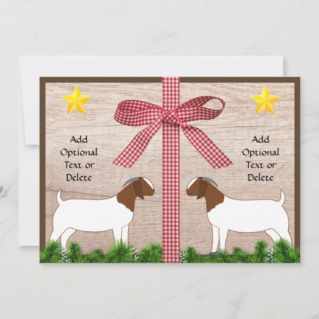 Cartão De Festividades Saudação de Natal Rustic Boer Goat (Frente)