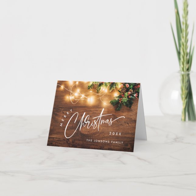 Cartão De Festividades Saudação de Natal Rústica do Branch (Frente)