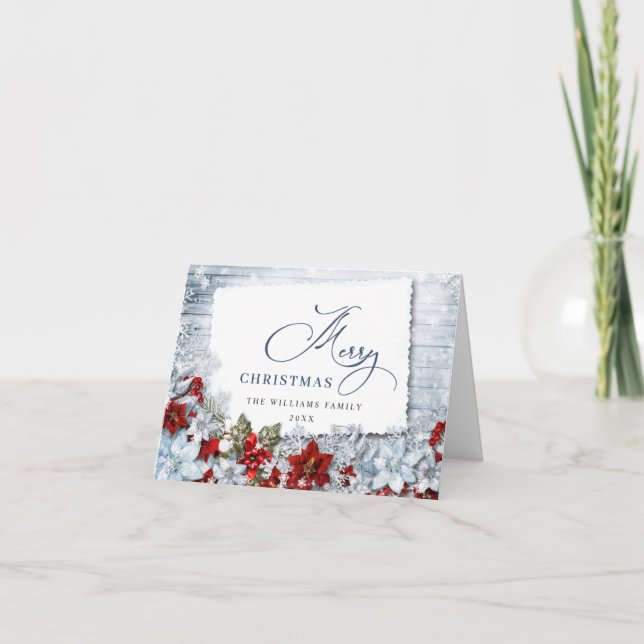 Cartão De Festividades Saudação de Natal Rústica Holly & Pine (Frente)