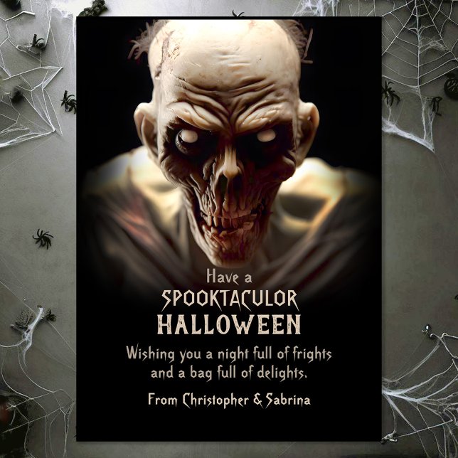 Cartão De Festividades Saudação de Zombie Halloween (Criador carregado)