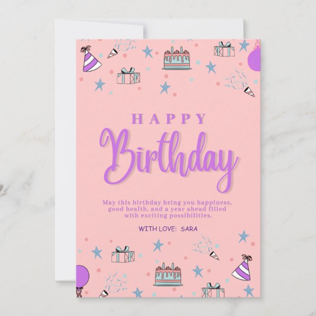 Cartão De Festividades Saudação Digital Personalizável de Aniversário Fel (Frente)