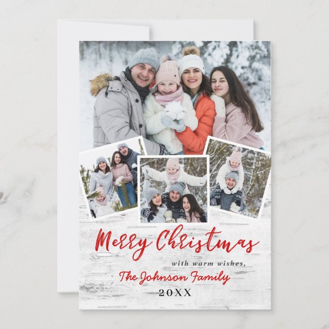 Cartão De Festividades Saudação do Latido da FOTO de Christmas Holly Berr (Frente)