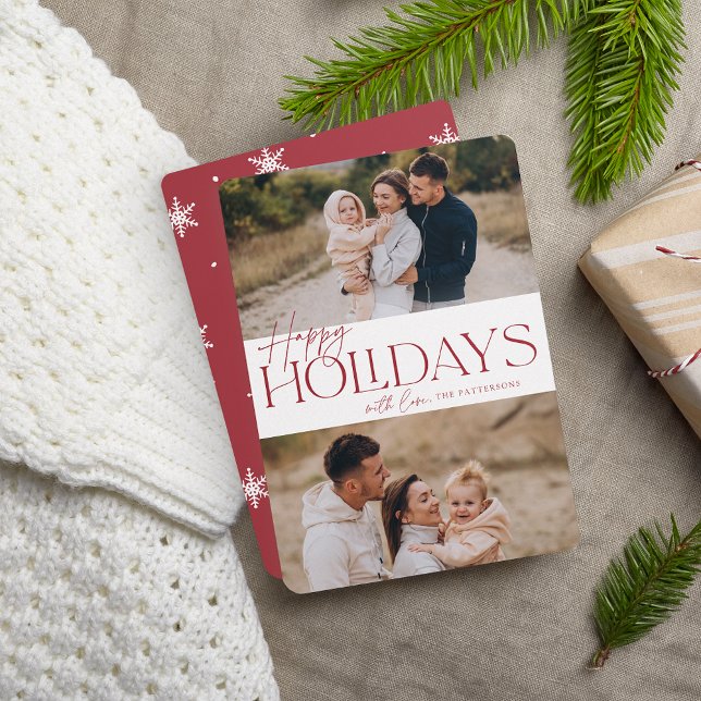 Cartão De Festividades Saudação Festiva | Feriados Felizes Duas Fotografi (Criador carregado)