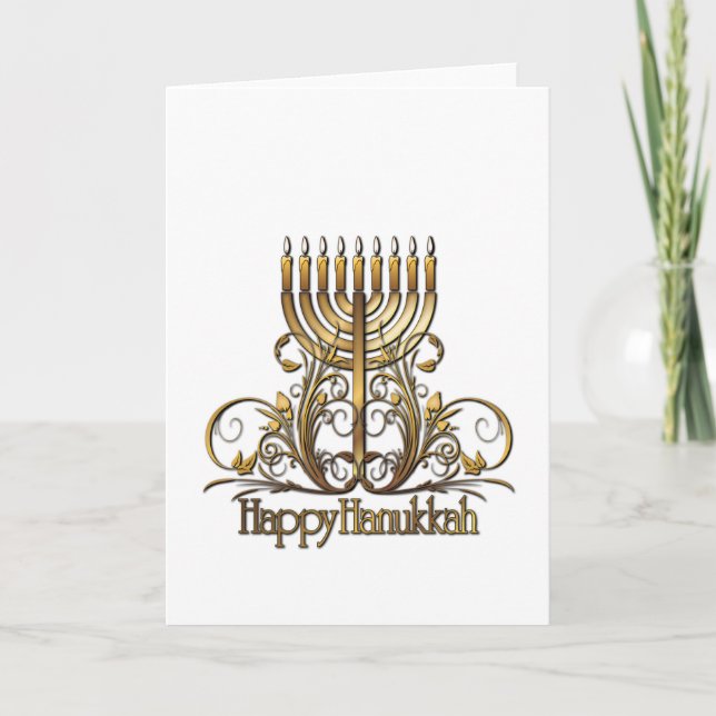 Cartão De Festividades Saudação Menorah Hanukkah (Frente)