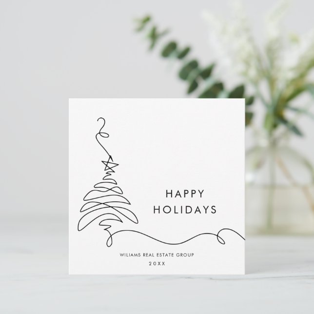 Cartão De Festividades Saudação Mínima Elegante de Natal Corporativo (Em pé/Frente)