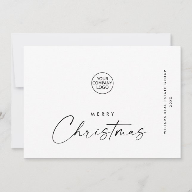 Cartão De Festividades Saudação Mínima Elegante de Natal Corporativo (Frente)