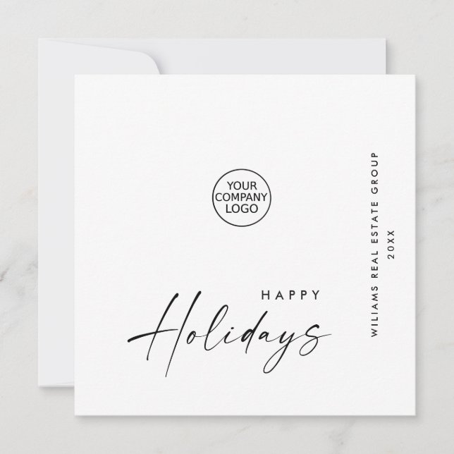 Cartão De Festividades Saudação Mínima Elegante de Natal Corporativo (Frente)