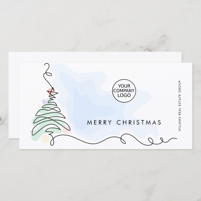 Cartão De Festividades Saudação Mínima Elegante de Natal Corporativo (Frente/Verso)