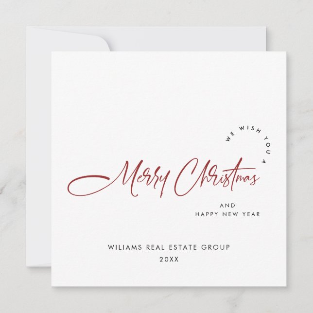 Cartão De Festividades Saudação Mínima Elegante de Natal Corporativo (Frente)