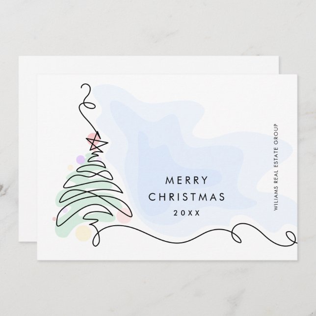 Cartão De Festividades Saudação Mínima Elegante de Natal Corporativo (Frente/Verso)