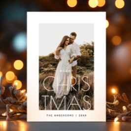 Cartão De Festividades Saudação Moderna da Família. Foto de Natal minimal