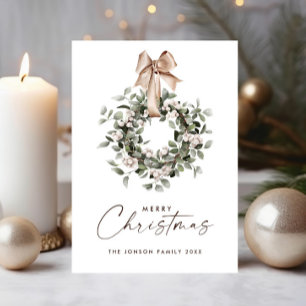 Cartão De Festividades Saudação Neutral Bohemian Christmas Wreath