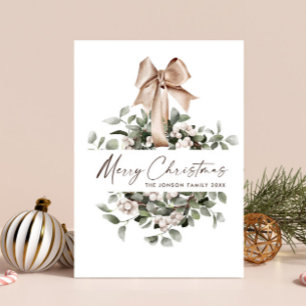 Cartão De Festividades Saudação Neutral Bohemian Christmas Wreath