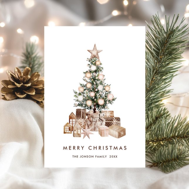 Cartão De Festividades Saudação Neutral de Pinheiros Boêmianos de Natal (Criador carregado)