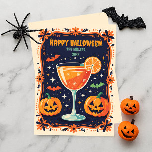 Cartão De Festividades Saudação Retro Navy Cocktail Feliz Halloween