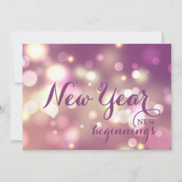 Cartão De Festividades Saudação Roxa e Dourada do Feliz ano novo