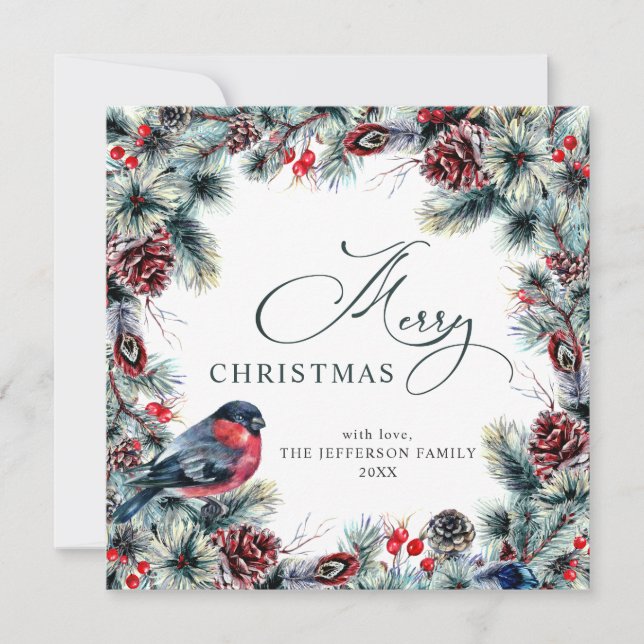 Cartão De Festividades Saudação Russa do Pinheiro de Natal (Frente)