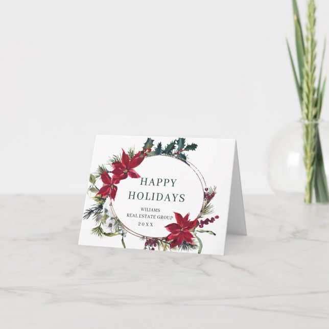 Cartão De Festividades Saudação Rústica Corporativa de Pinheiro de Natal (Frente)