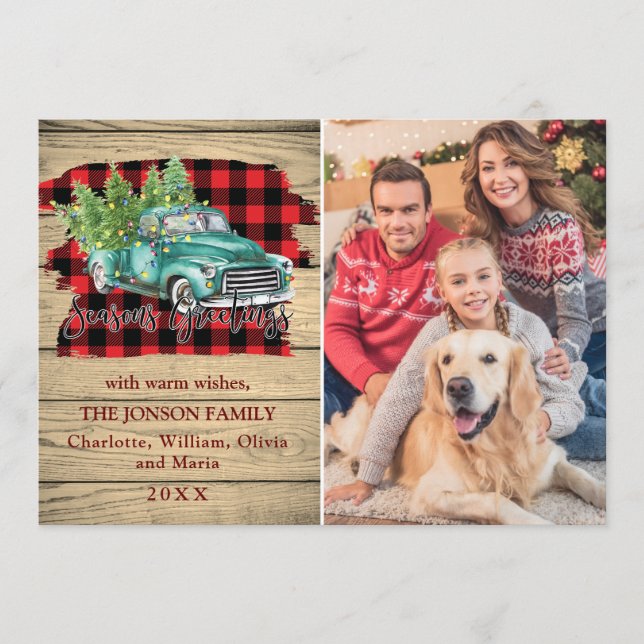 Cartão De Festividades Saudação Rústica do Caminhão de Natal Clássico (Frente)