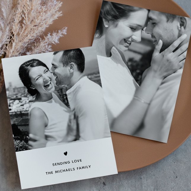 Cartão De Festividades Saudação Simples de Namorados Preto e Branco (Criador carregado)