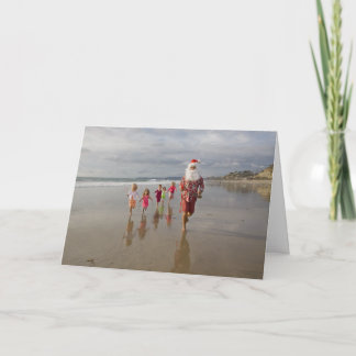 Cartão De Festividades Saudações A Papais noeis De Dentro Corre Para A Su