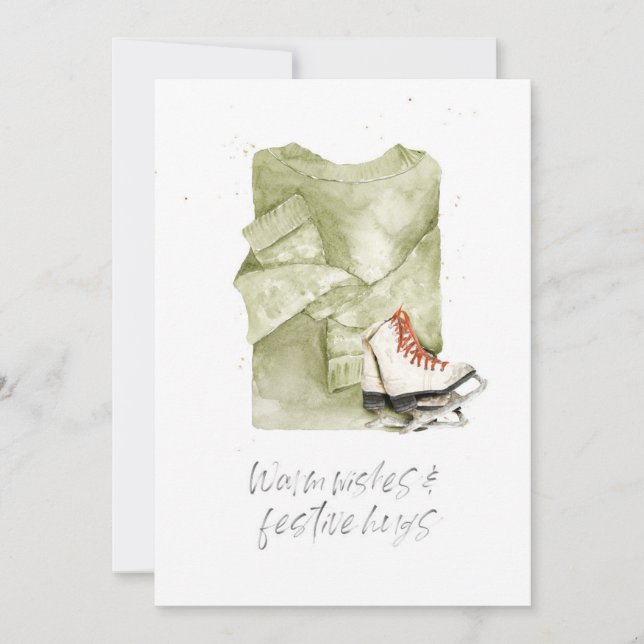 Cartão De Festividades Saudações Afetuosas & Abraços Festivos Aquarela (Frente)
