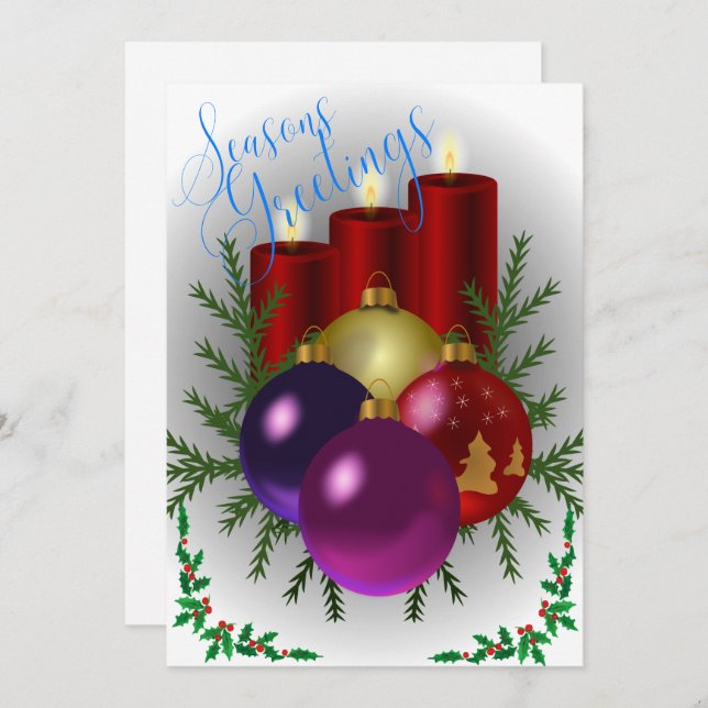 Cartão De Festividades Saudações Coloridas do Seasons (Frente/Verso)