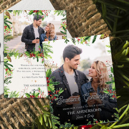 Cartão De Festividades Saudações da época natalícia duas fotos