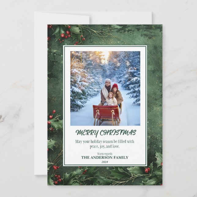 Cartão De Festividades Saudações da Estação: Um Natal Holly Jolly (Frente)