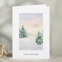 Saudações da Floresta de Inverno em Aquarela Elega