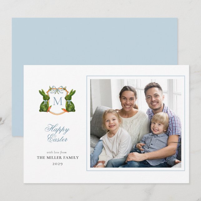 Cartão De Festividades Saudações da Páscoa Topiny Monograma (Frente/Verso)