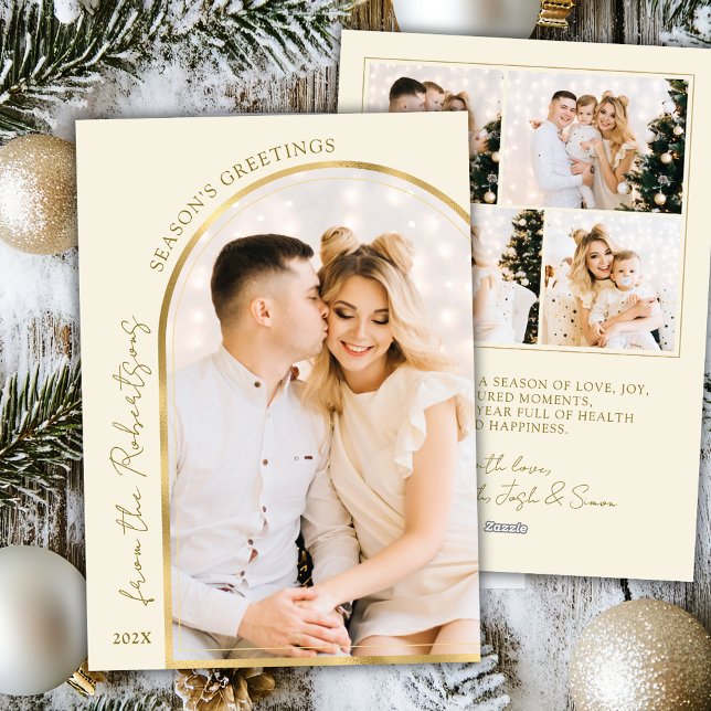 Cartão De Festividades Saudações da temporada Foto do Arco Dourado Modern (Criador carregado)