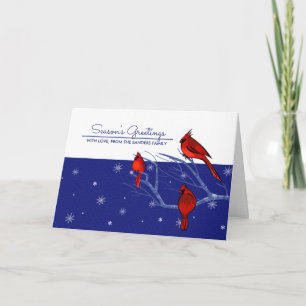 Cartão De Festividades Saudações da temporada. Natal dos Cardinhos Vermel