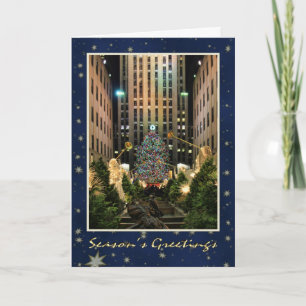 Cartão De Festividades Saudações da temporada: Rock Center, Blue Starry