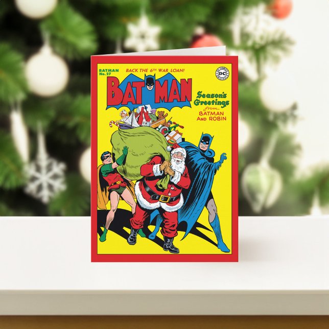 Cartão De Festividades Saudações de Batman e Robin (Card on counter)